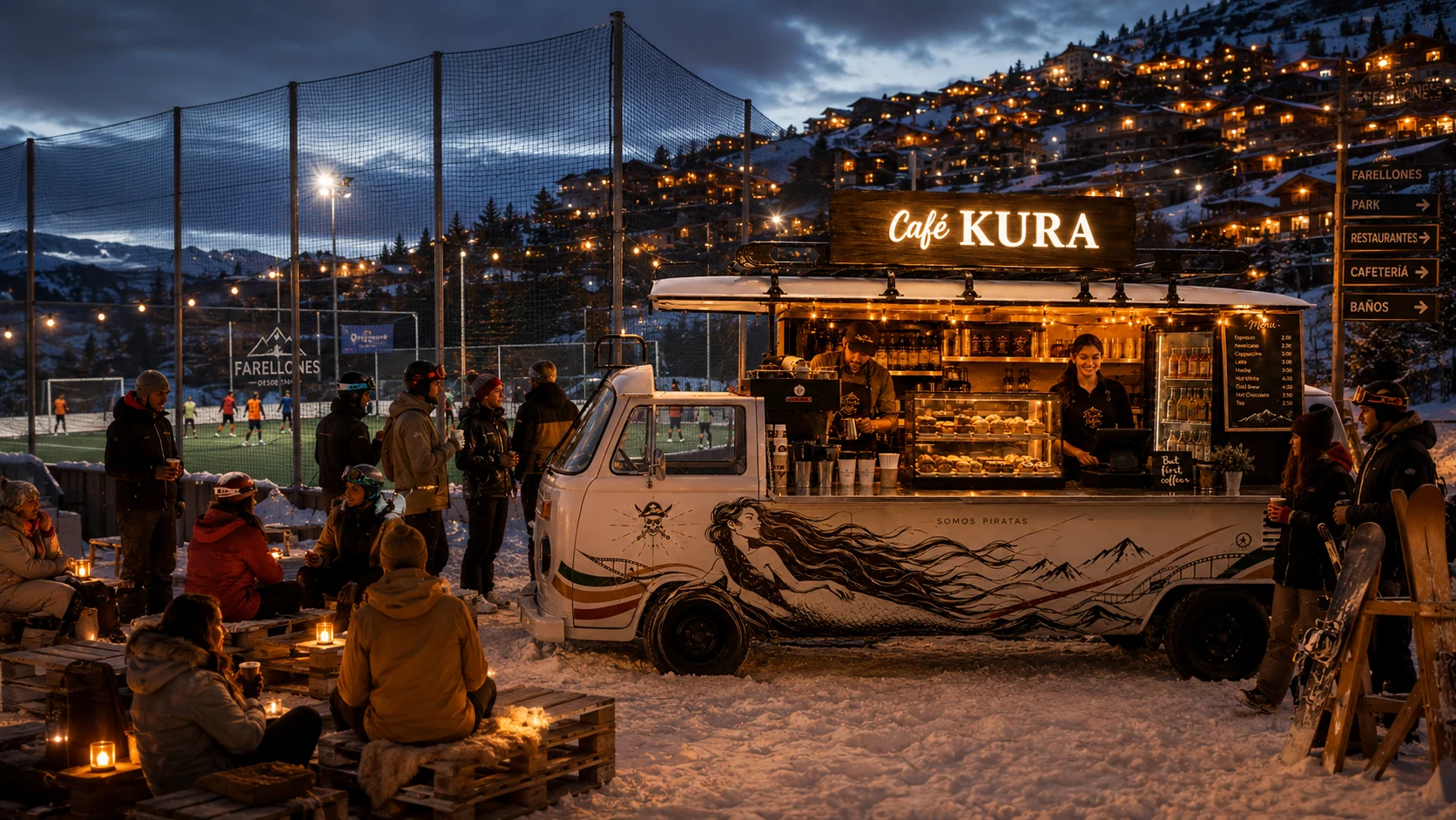 Visión conceptual nocturna de la KOMBI en Farellones